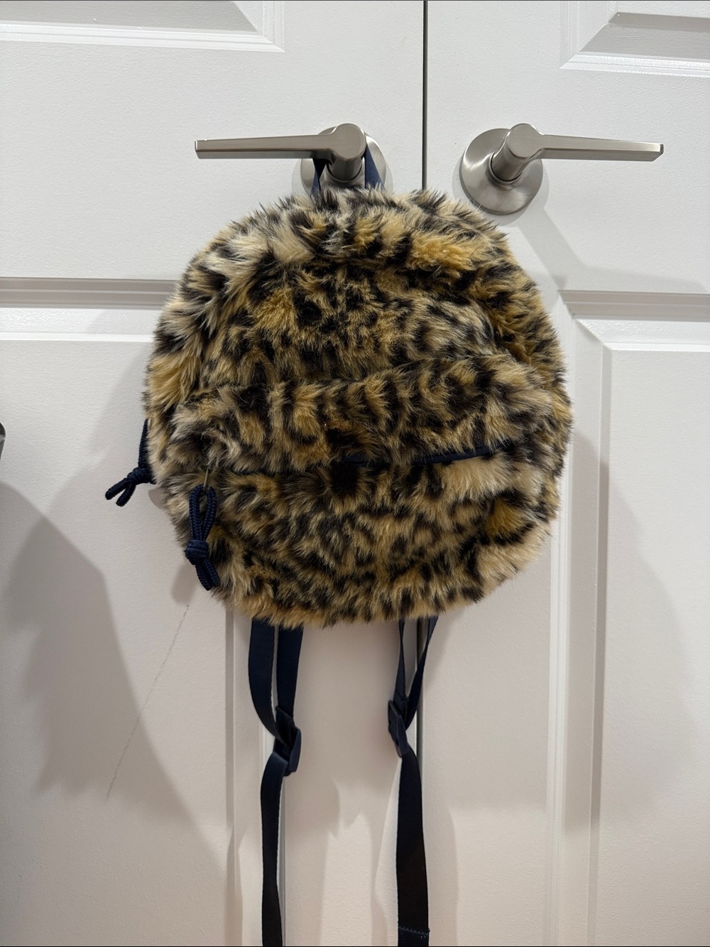 Crewcuts Faux Fur Leopard Backpack in Tan and Black